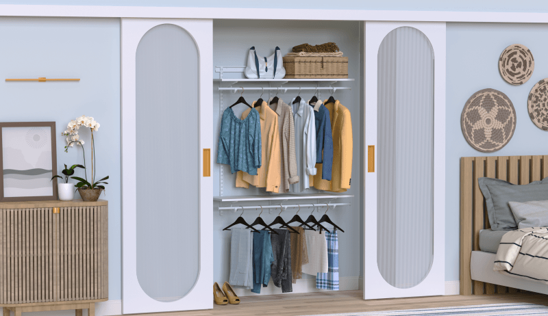 small wood and wire closet system